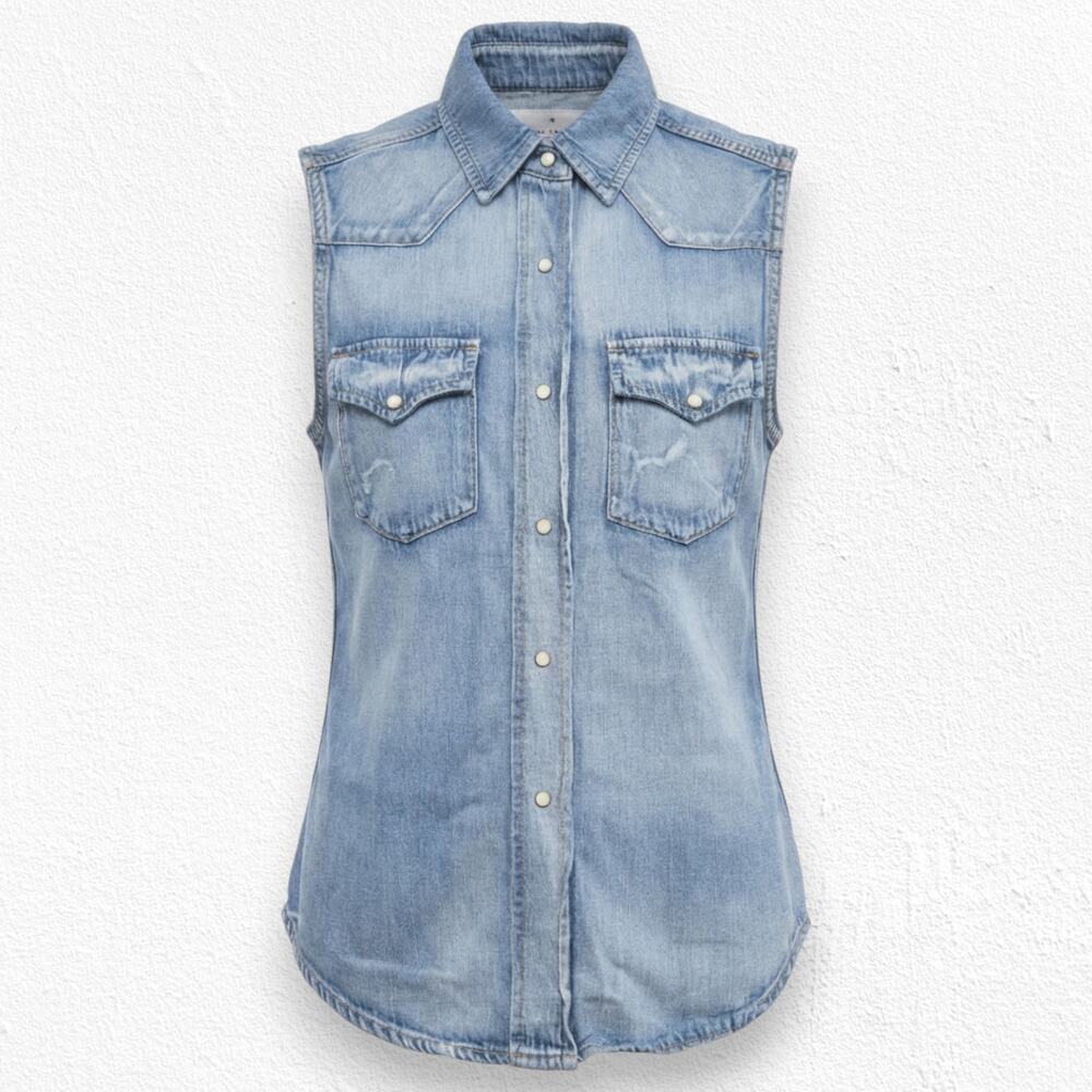 Imogene + Willie x Rodan + Fields Denim Western Vest Embroidered Birds Small